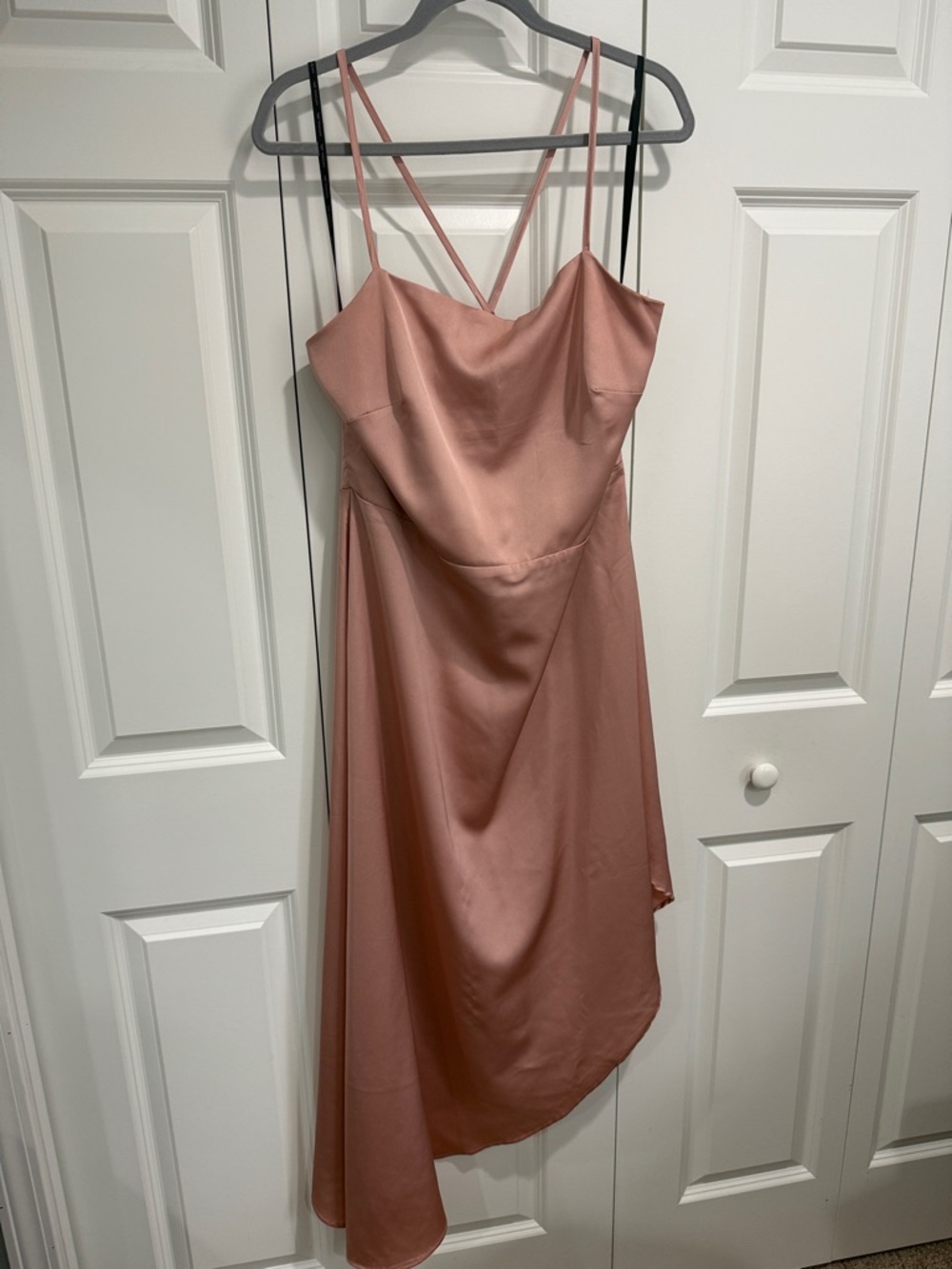 Material Girl Dusty Rose Asymmetrical Satin Slip Dress